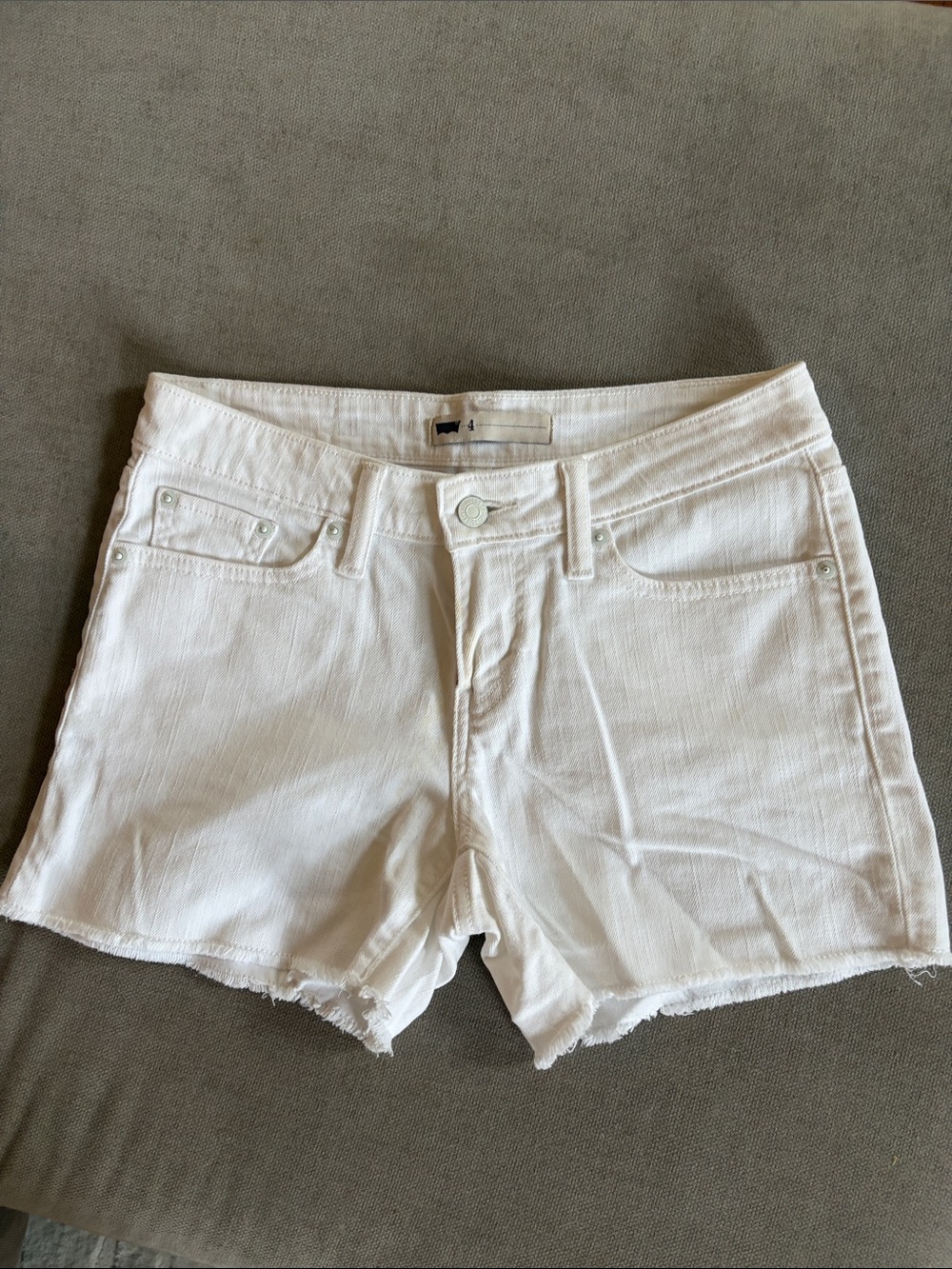 Levi’s Women's White Denim Cutoff Shorts - Classic Summer Staple